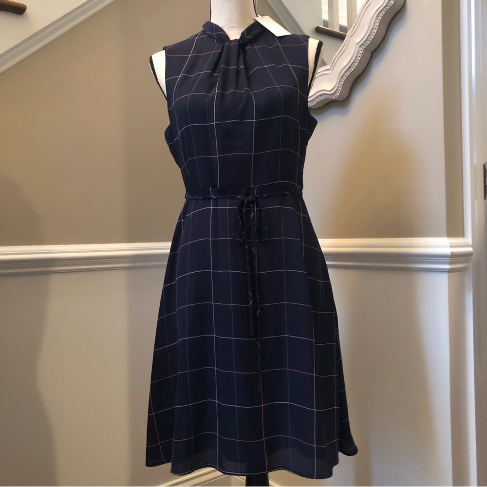 Banana Republic Blue Plaid Dress New with Tags Size 4